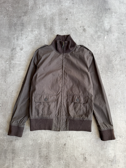 Beams Brown Textured Cotton Bomber Jacket