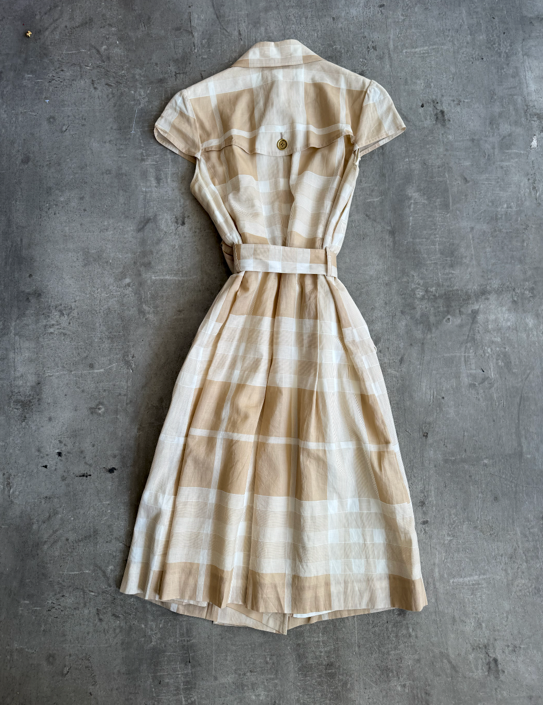 Burberry Beige Nova Check Sleeveless Belted Dress