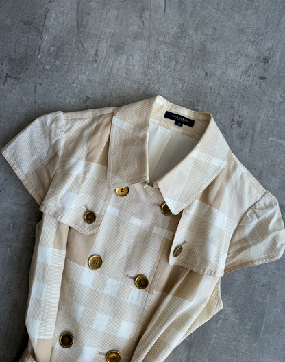 Burberry Beige Nova Check Sleeveless Belted Dress