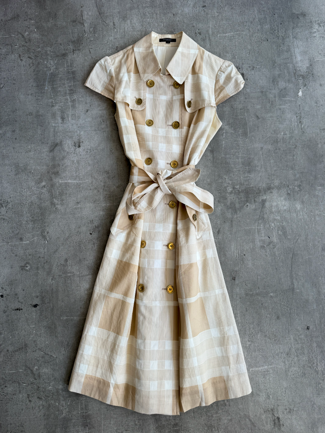 Burberry Beige Nova Check Sleeveless Belted Dress