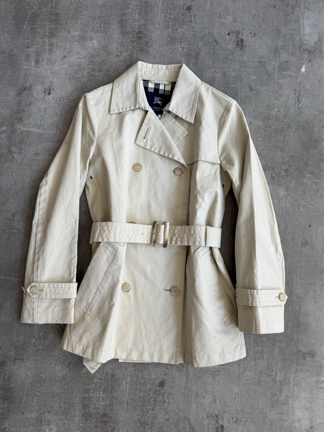 Burberry Blue Label Beige Cropped Peacoat