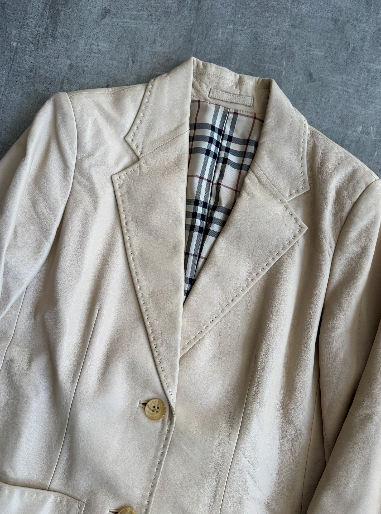 Burberry Nova Lined Beige Lambs Leather Blazer