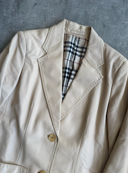 Burberry Nova Lined Beige Lambs Leather Blazer