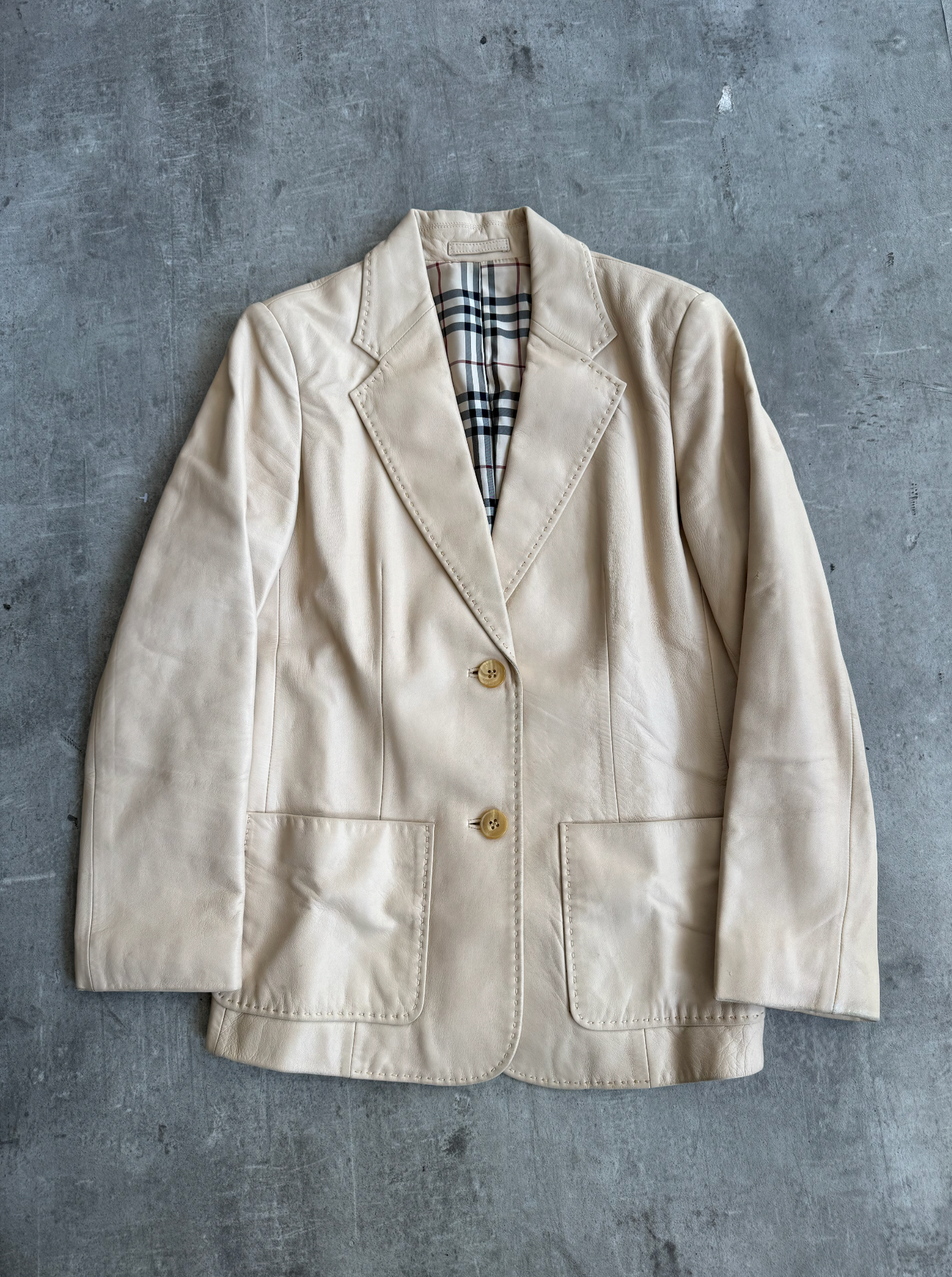 Burberry Nova Lined Beige Lambs Leather Blazer