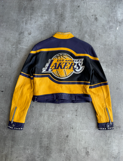L.A. Lakers Embellished Leather Moto Jacket