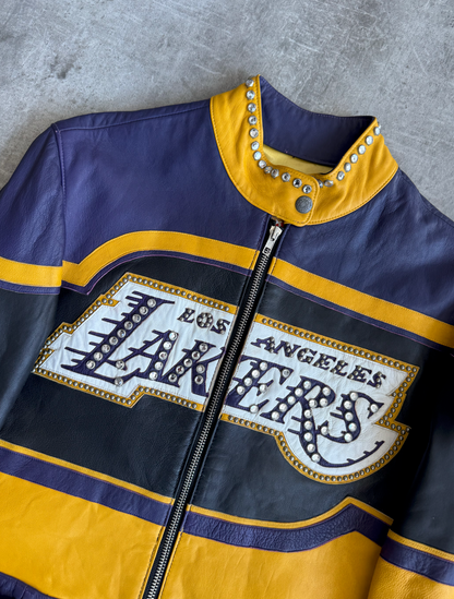 L.A. Lakers Embellished Leather Moto Jacket