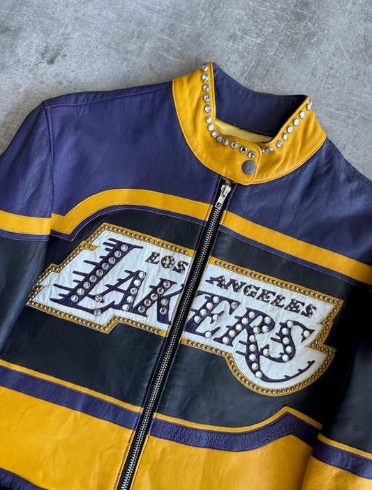 L.A. Lakers Embellished Leather Moto Jacket