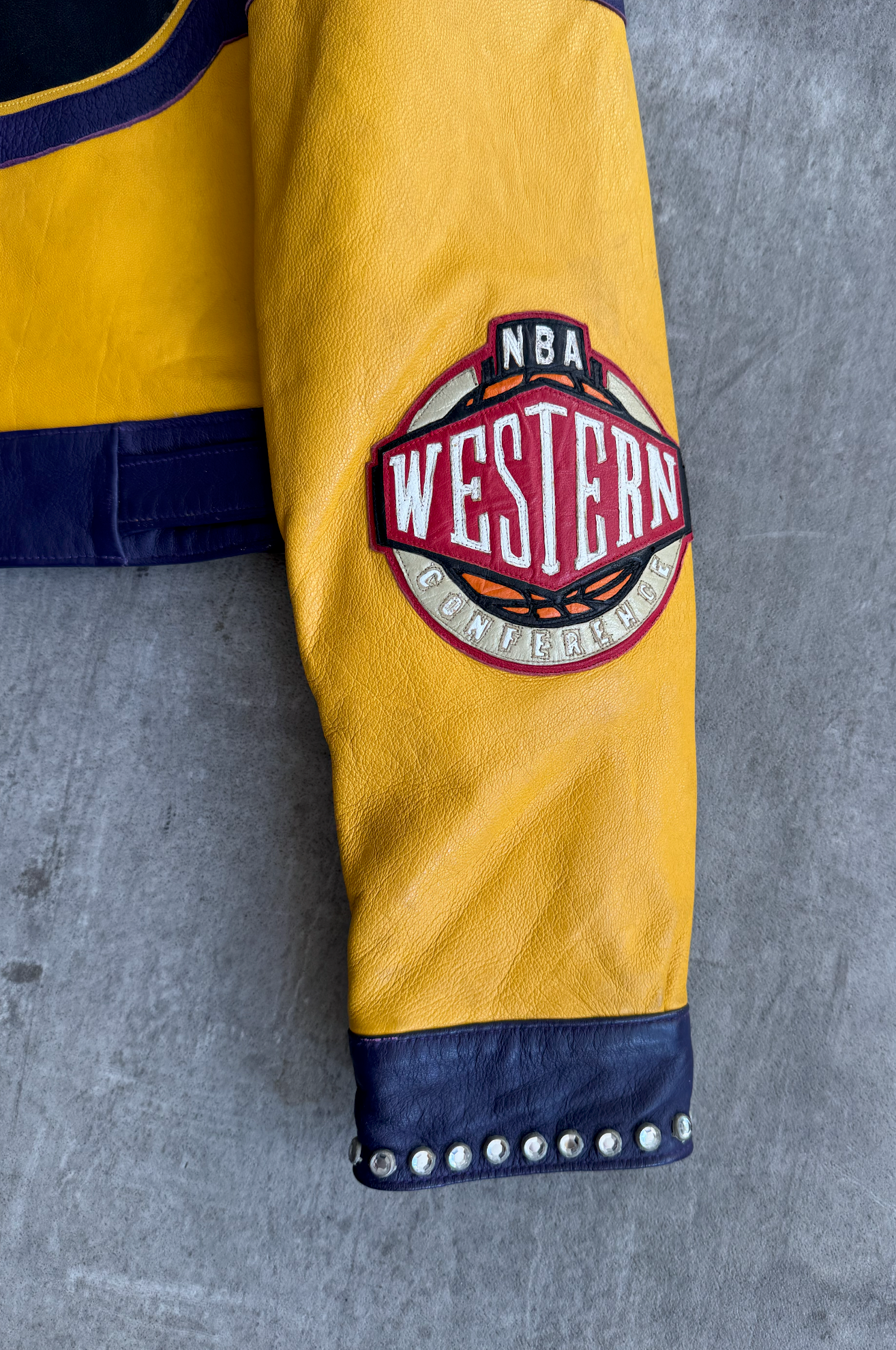 L.A. Lakers Embellished Leather Moto Jacket