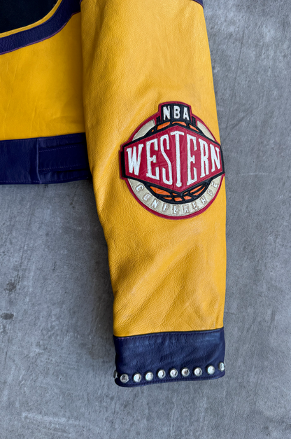 L.A. Lakers Embellished Leather Moto Jacket