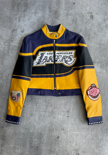 L.A. Lakers Embellished Leather Moto Jacket