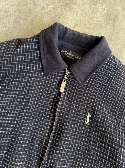Yves Saint Laurent Navy Check Wool Blouson