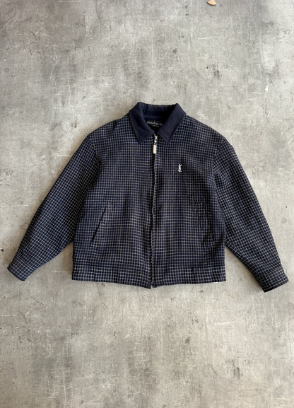 Yves Saint Laurent Navy Check Wool Blouson