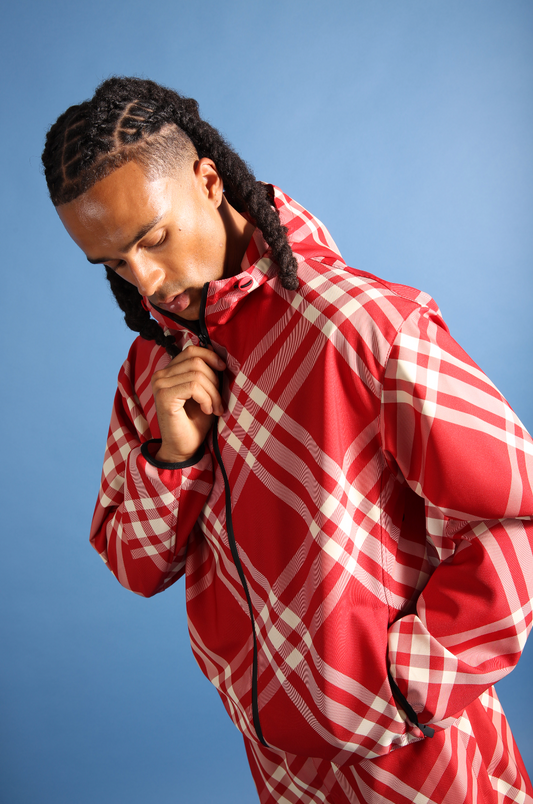 Burberry Red Nova Check Nylon Jacket. FA : 276