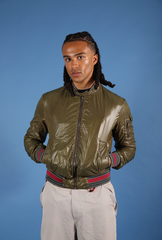Gucci Green Nylon Bomber Jacket