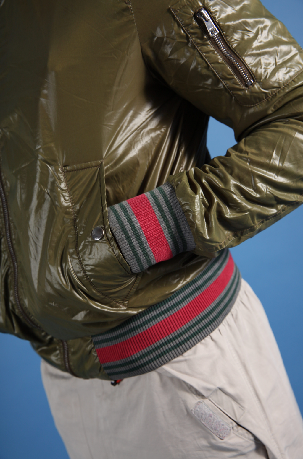 Gucci Green Nylon Bomber Jacket