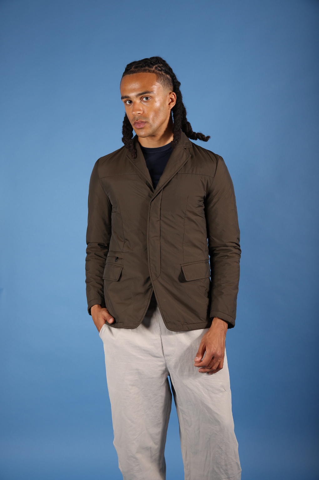 Prada Khaki Nylon Padded Blazer