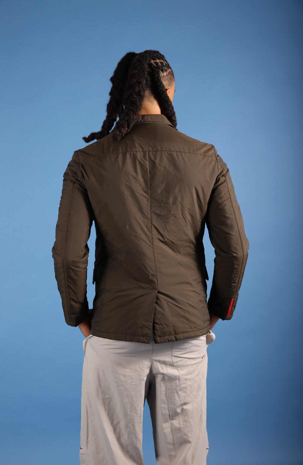 Prada Khaki Nylon Padded Blazer