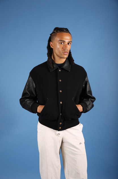 Jun Men Leather Varsity Jacket