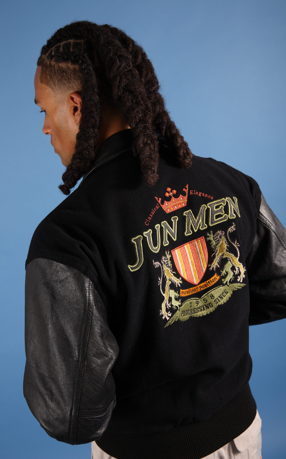 Jun Men Leather Varsity Jacket