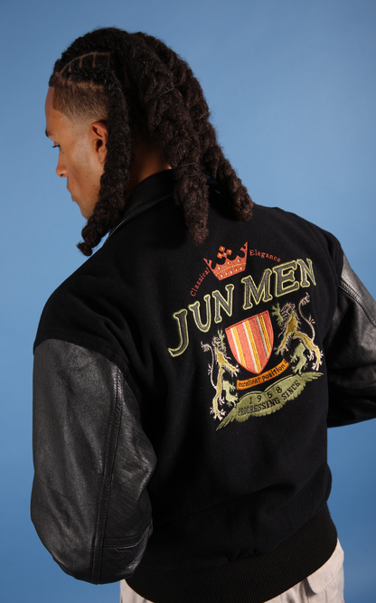 Jun Men Leather Varsity Jacket