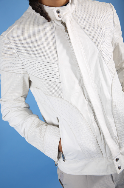 2010 Gucci 2010 Nappa Leather Café Racer Perforated Panelled Biker Jacket (WW683)