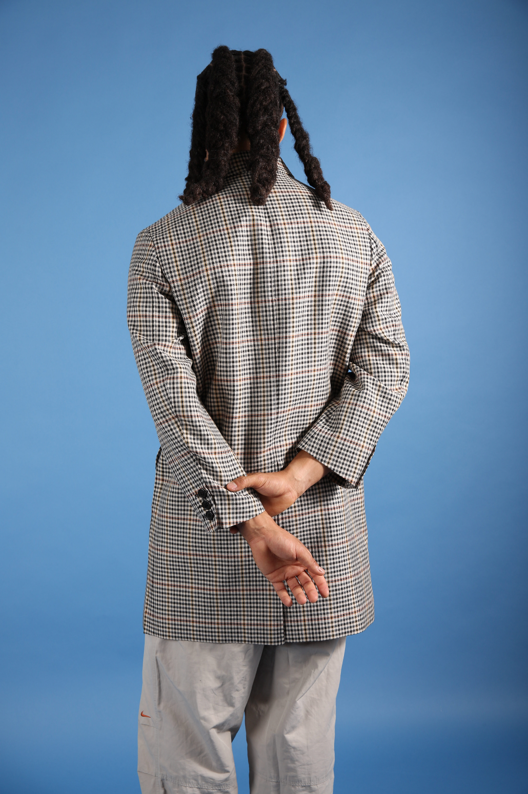 2020 Prada Plaid Houndstooth Impermeable Virgin Wool Car Coat (WW683)