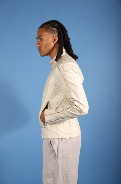 Prada Cream Double Zip Moto Jacket