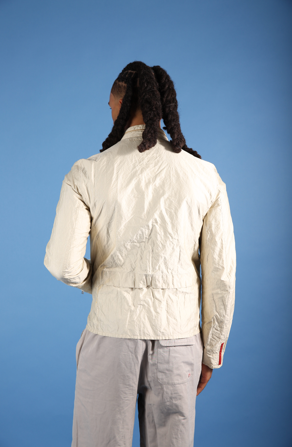 Prada Cream Double Zip Moto Jacket