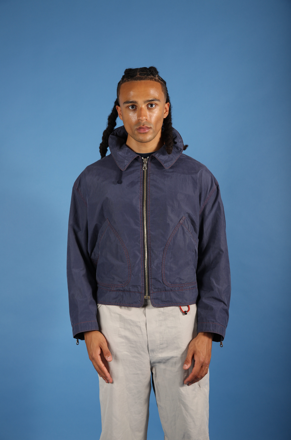 1990s Emporio Armani Washed Navy Contrast Stitch Blouson