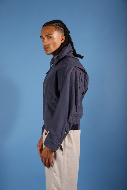 1990s Emporio Armani Washed Navy Contrast Stitch Blouson