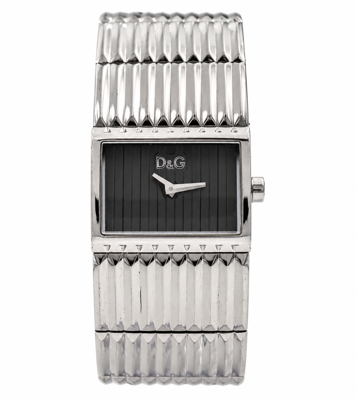 2000s D&G Grey Striped Dial Integrated Stainless Steel Bracelet Watch(1311-DG-L). LWM864
