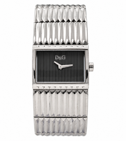 2000s D&G Grey Striped Dial Integrated Stainless Steel Bracelet Watch(1311-DG-L). LWM864