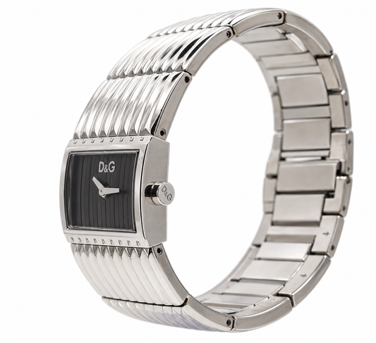 2000s D&G Grey Striped Dial Integrated Stainless Steel Bracelet Watch(1311-DG-L). LWM864