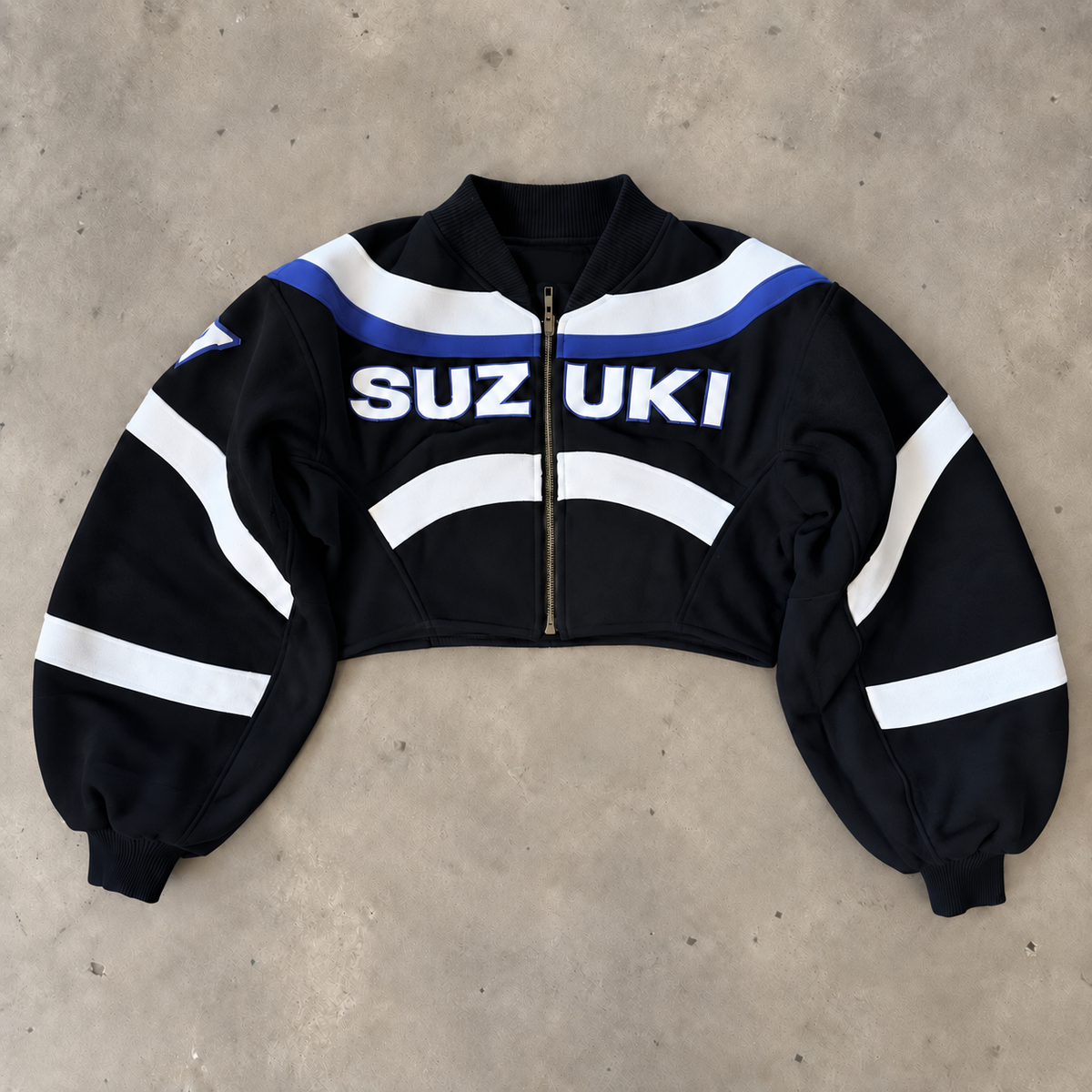 VT Rework : Custom Order - Balloon Sleeve Cropped Leather Racing Jacket