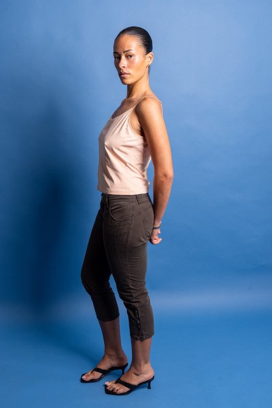 John Galliano Dark Olive Felted Pocket Capris