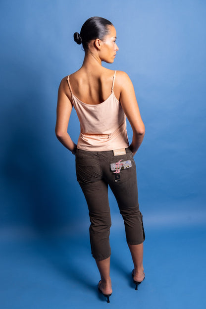John Galliano Dark Olive Felted Pocket Capris