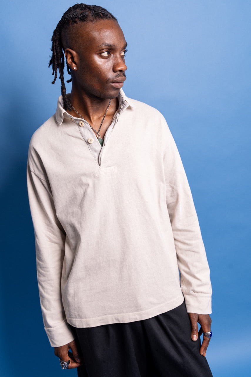 S/S 2002 Stone Island Beige Quarter Button Compass Backed Pullover
