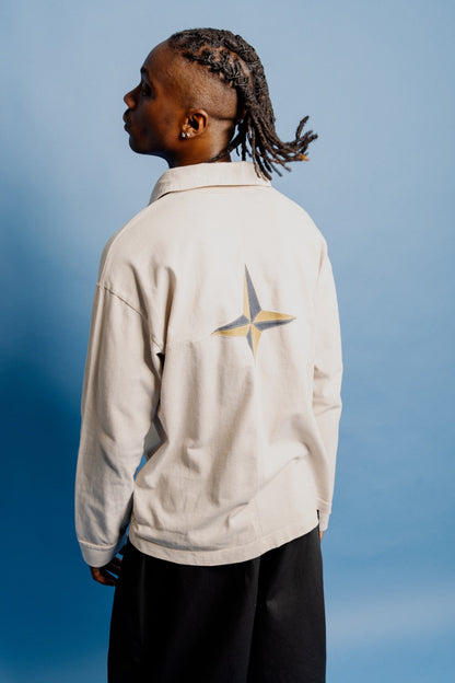 S/S 2002 Stone Island Beige Quarter Button Compass Backed Pullover