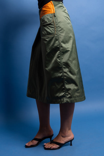 S/S 2001 Junya Watanabe x Comme Des Garçons Khaki Poly Midi Skirt SC: 5782
