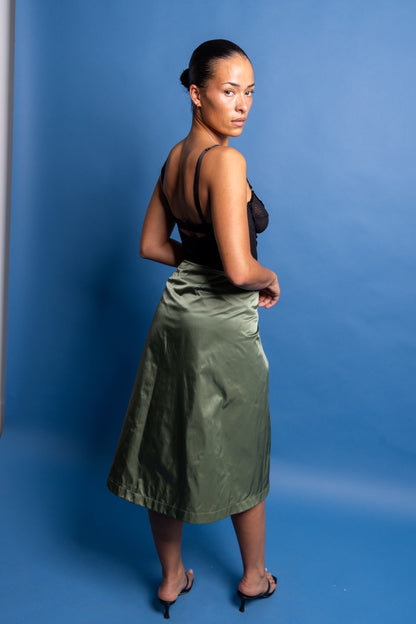 S/S 2001 Junya Watanabe x Comme Des Garçons Khaki Poly Midi Skirt SC: 5782