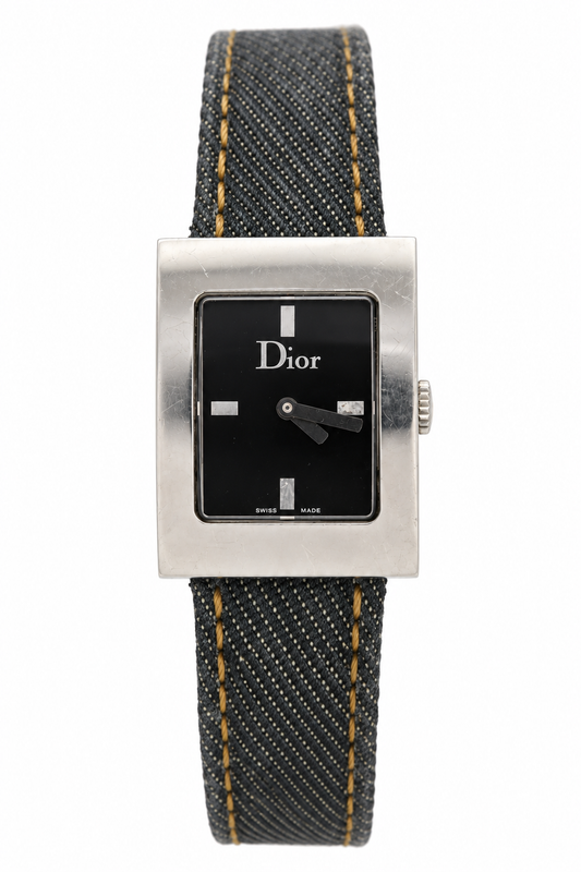 Christian Dior D78-109 Black Dial Blue Denim Strap Watch(665-DIO-L). LWM864