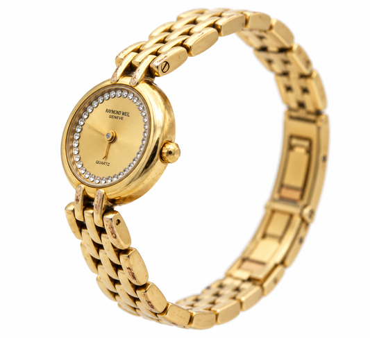 1980s Raymond Weil 5806-2 Gold Dial Gold-Tone Bracelet Watch(742-RAY-L). LWM864