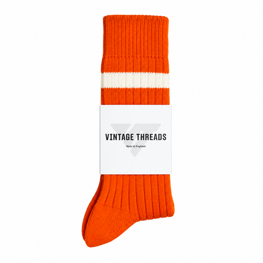 Vintage Threads Orange Cotton Stripe Socks