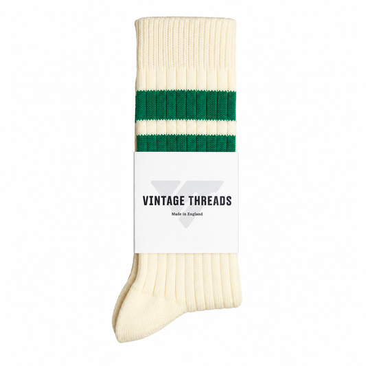 Vintage Threads Cream Cotton Stripe Socks