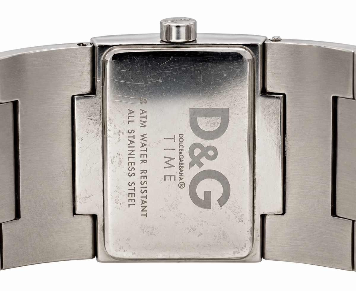 2000s D&G Grey Striped Dial Integrated Stainless Steel Bracelet Watch(1311-DG-L). LWM864