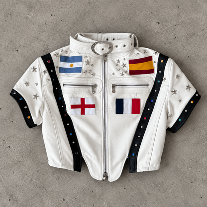 VT Rework : Custom Order - Short Sleeve Leather Football Corset Jacket