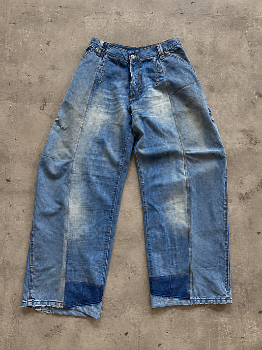 VT Rework : Custom Order - Patchwork Unisex Barrel Leg Jeans