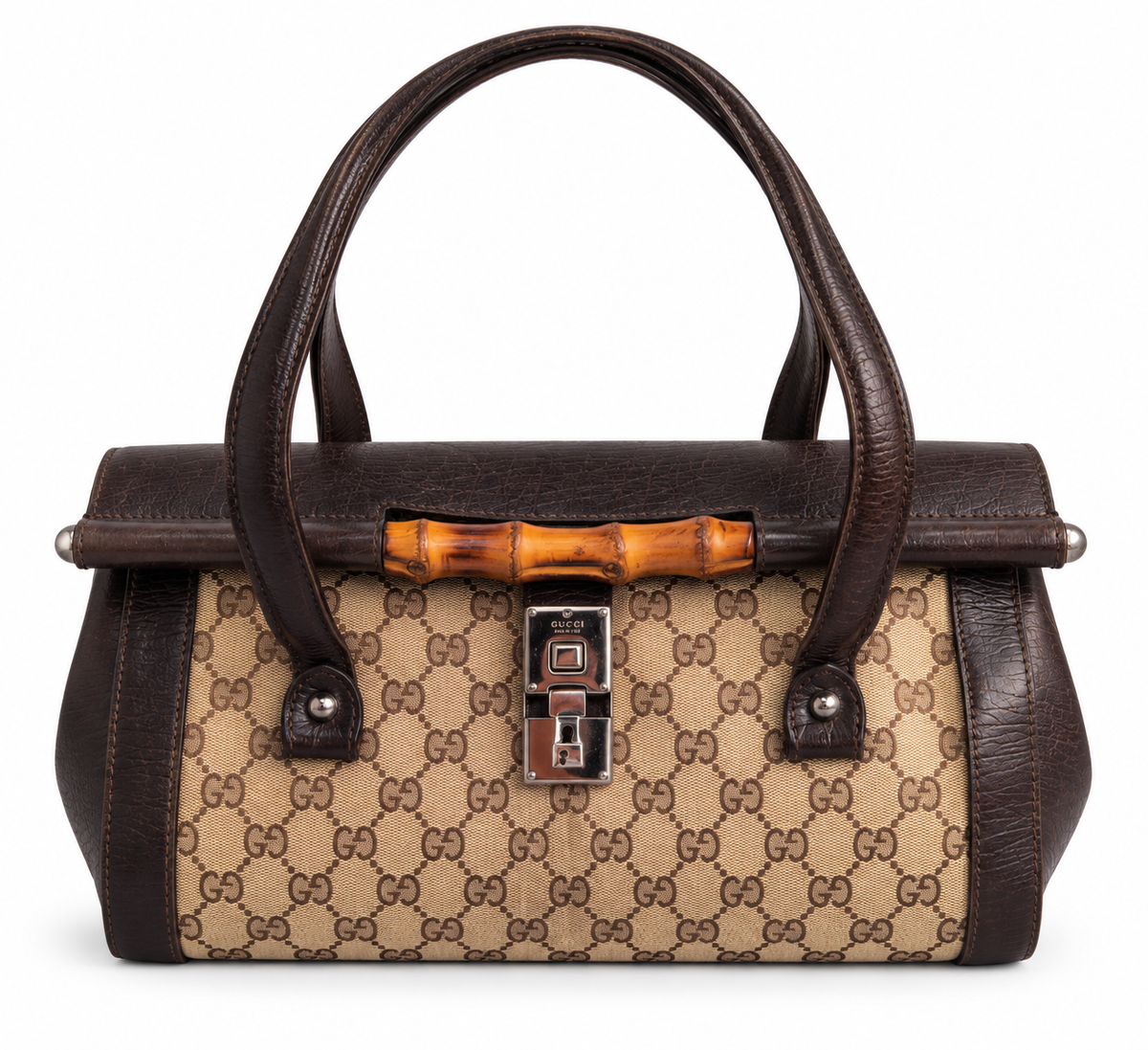 Gucci GG Monogram Bamboo Bullet Handbag