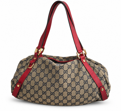 Gucci GG Red Trim Canvas Abbey Shoulder Bag