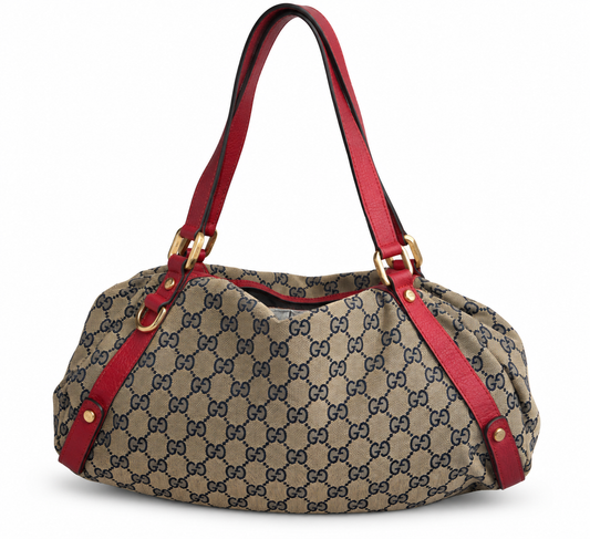 Gucci GG Red Trim Canvas Abbey Shoulder Bag